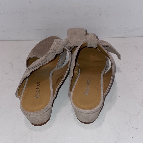 NEW Anthro KLUB NICO Daisy Suede mule wedge Beige Cream, sz 10 - Picture 4 of 10